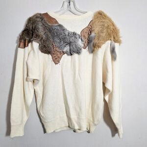 Magnolia Cream Sweater with Faux Fur Details